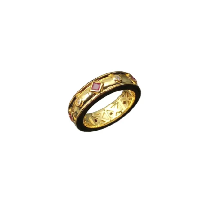 David Yurman Renaissance Gemstone Band Ring with Red Diamond Accent