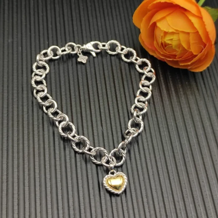 David Yurman Silver 4.5mm Heart Cable Bracelet