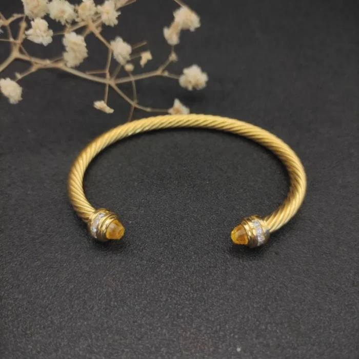David Yurman 5mm Gold Diamond Yellow Diamond Bangle Bracelet