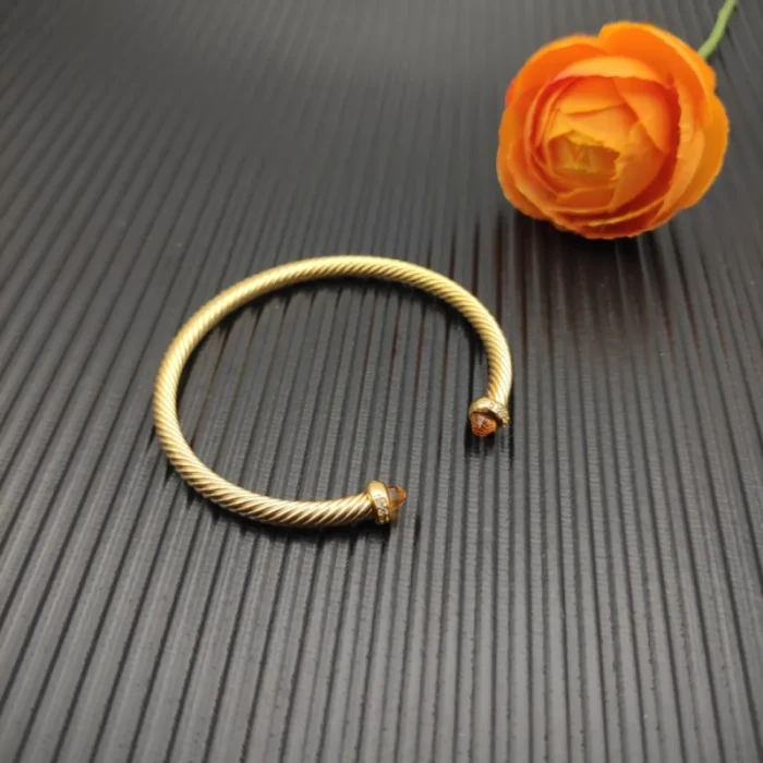 David Yurman 4mm Gold Champagne Diamond Bangle Bracelet