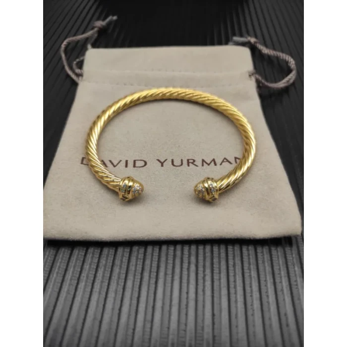 David Yurman 5mm Oval Cable Classic Diamond Cuff Bracelet