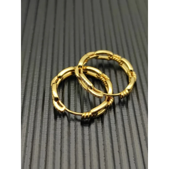 David Yurman 24x5mm Gold Diamond Pavé Link Hoop Earrings