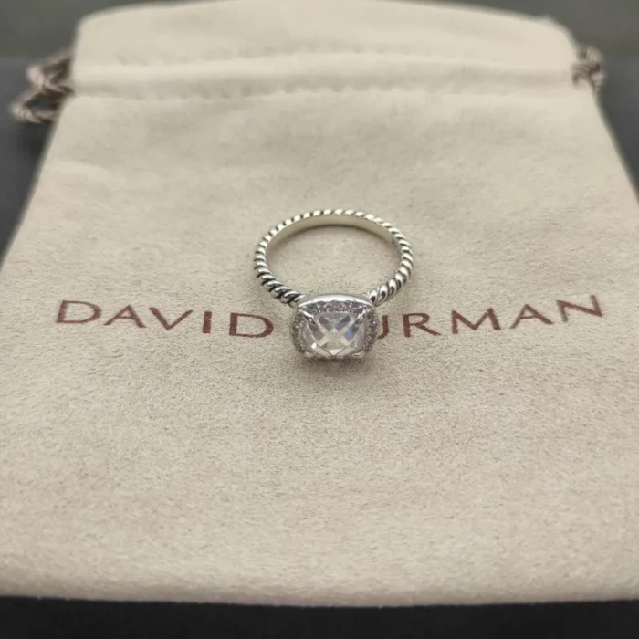 David Yurman Four-Prong Square White Diamond Ring