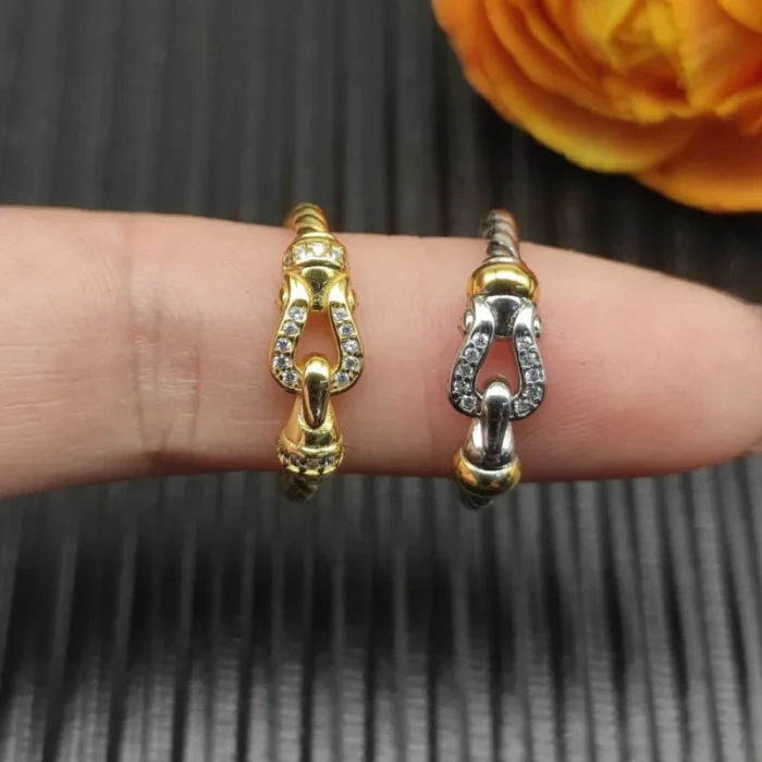 David Yurman Gold and Silver 2mm Link Ring