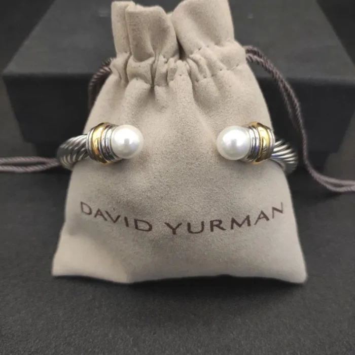 David Yurman 7mm Gold and Silver Pearl Cable Bracelet