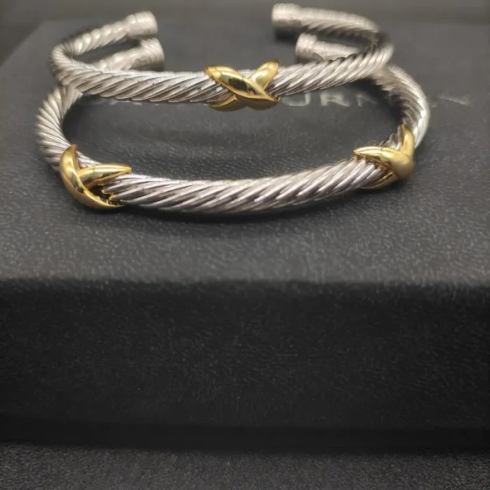 David Yurman 5mm Cable Cuff Bracelet with Double X Station Accent