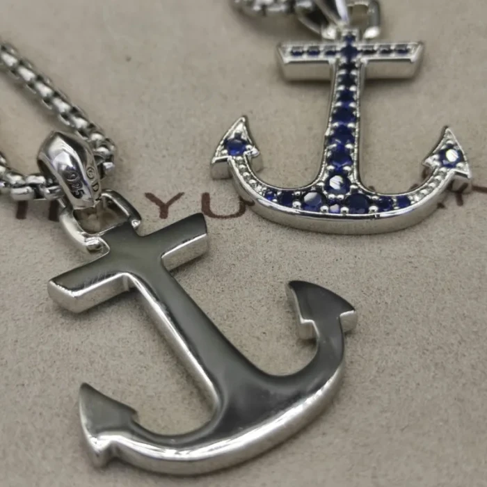 David Yurman Maritime Anchor Blue Diamond Necklace