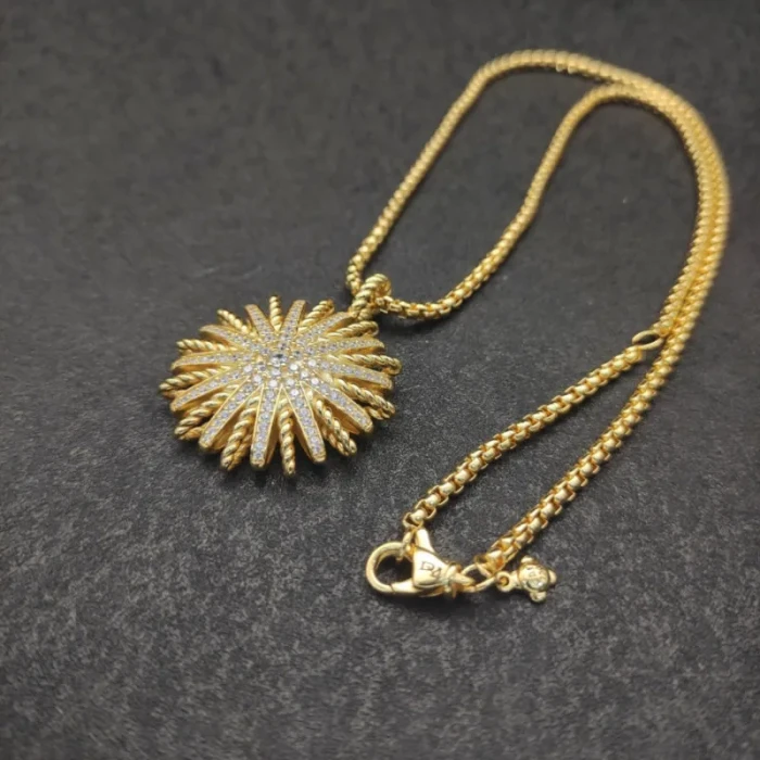 David Yurman Gold Sunflower Cable Pavé Diamond Necklace