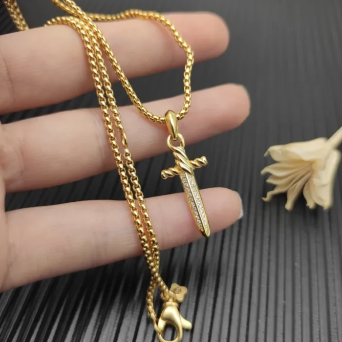 David Yurman Gold Petal Dagger Necklace