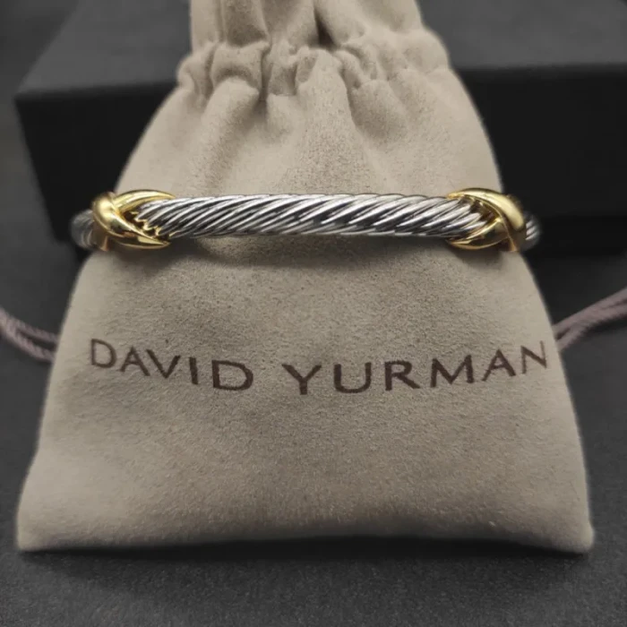 David Yurman 5mm Cable Cuff Bracelet with Double X Station Accent