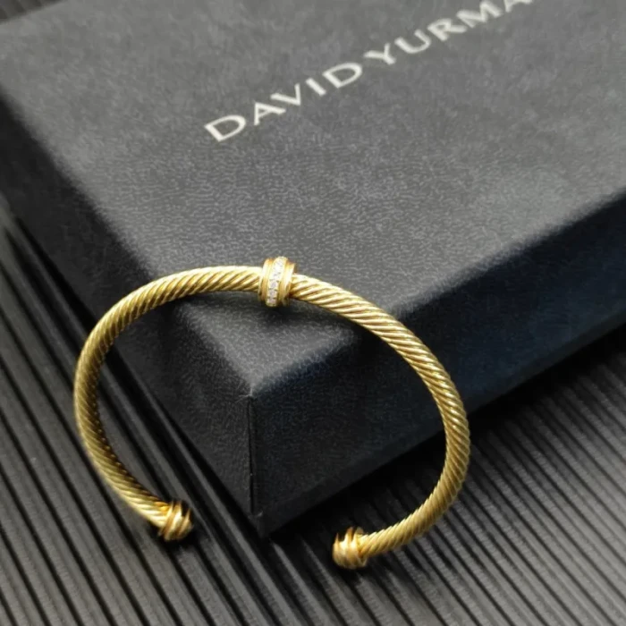 David Yurman 4mm Gold Single Bead Pavé Bracelet