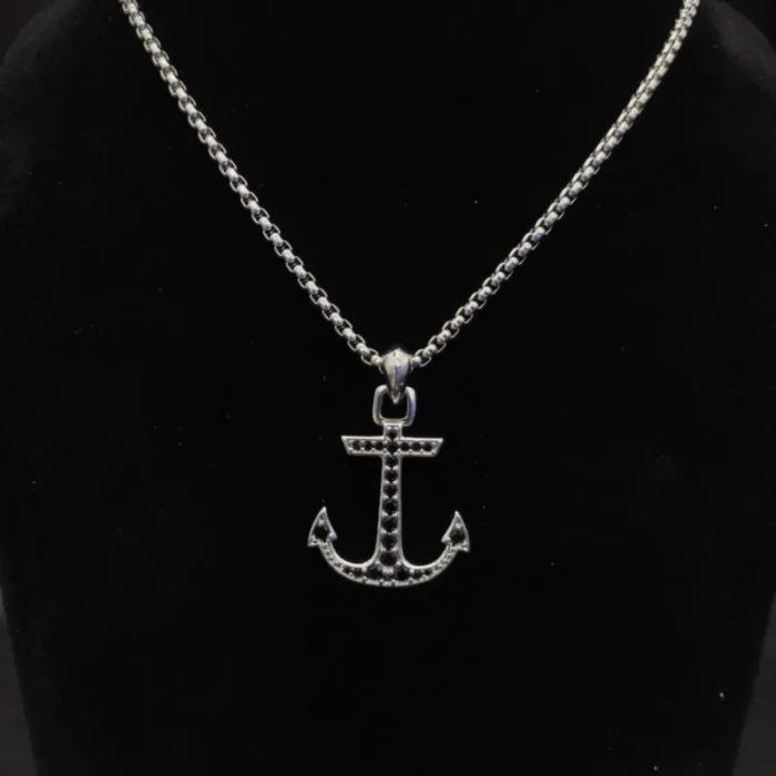 David Yurman Maritime Anchor Black Diamond Necklace