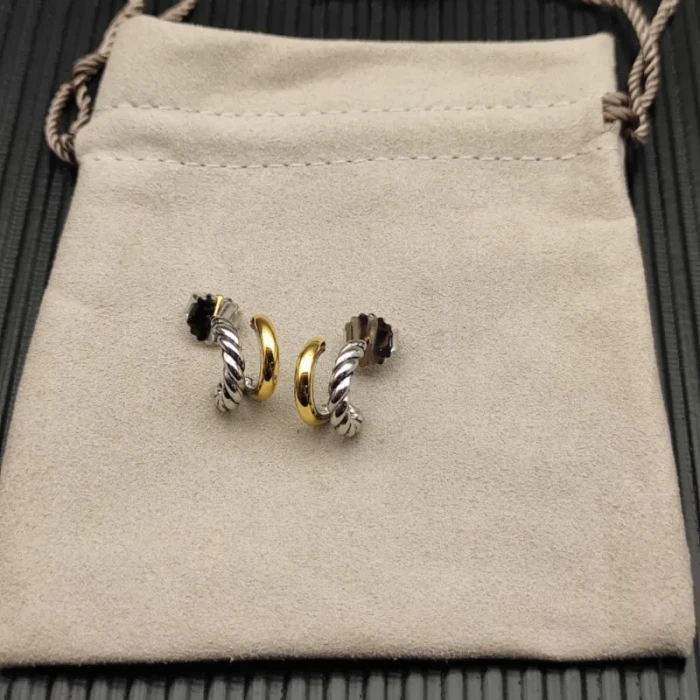 David Yurman Gold and Silver 13.5mm Double Hoop Embrace Earrings