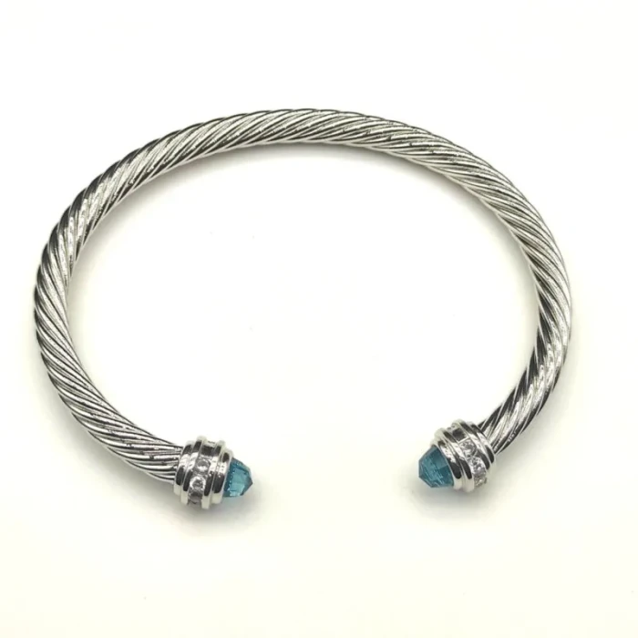 David Yurman 5mm Cable Classics Blue Sapphire End Cuff Bracelet