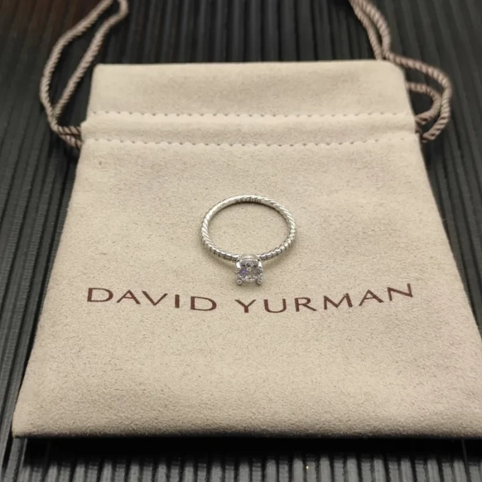 David Yurman 0.7 Carat Four-Prong Diamond Ring with Side Diamonds