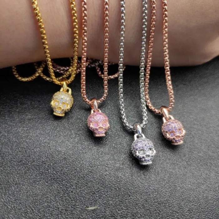 David Yurman Rose Gold Purple Diamond Gumball Necklace, 2mm Chain, 45+5cm Adjustable Length