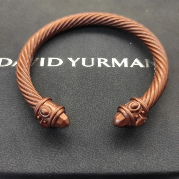 David Yurman 7mm Beige Colorful Enamel Cuff Bracelet, Fits Wrist Size 16cm - 20cm