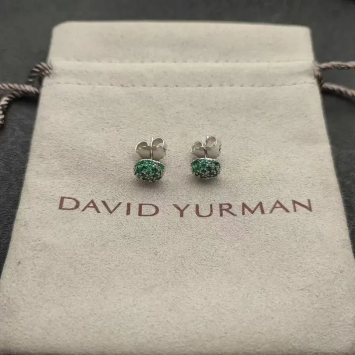 David Yurman 8mm Green Diamond Stud Earrings