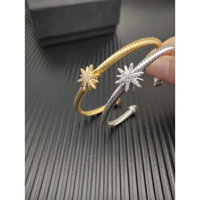David Yurman 3mm Gold Sunburst Cable Cuff Bracelet