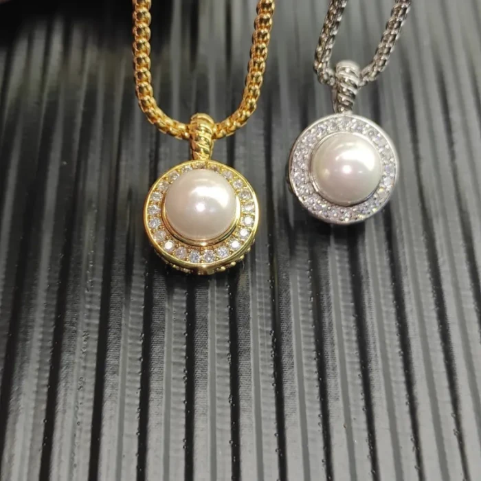 David Yurman 11mm Gold Round Pearl Pendant Necklace