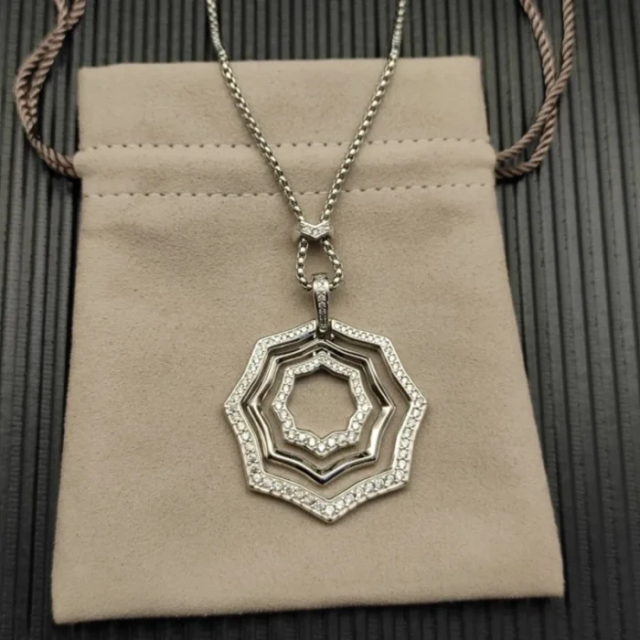 David Yurman Silver 38mm Serrated Stack Necklace