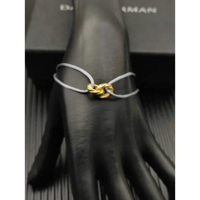 David Yurman Grey Double Ring Gold Nylon Cord Bracelet