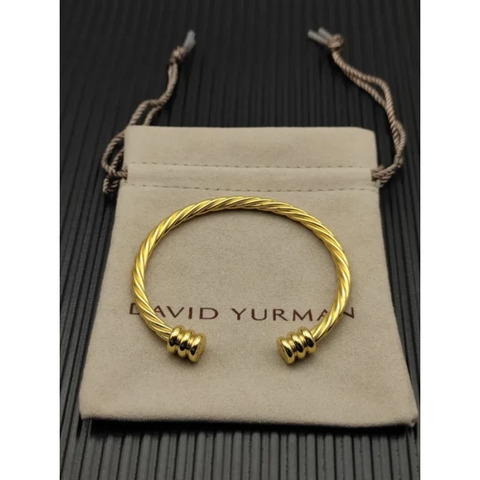 David Yurman Gold 4mm Three-Row Double End Cuff Bracelet
