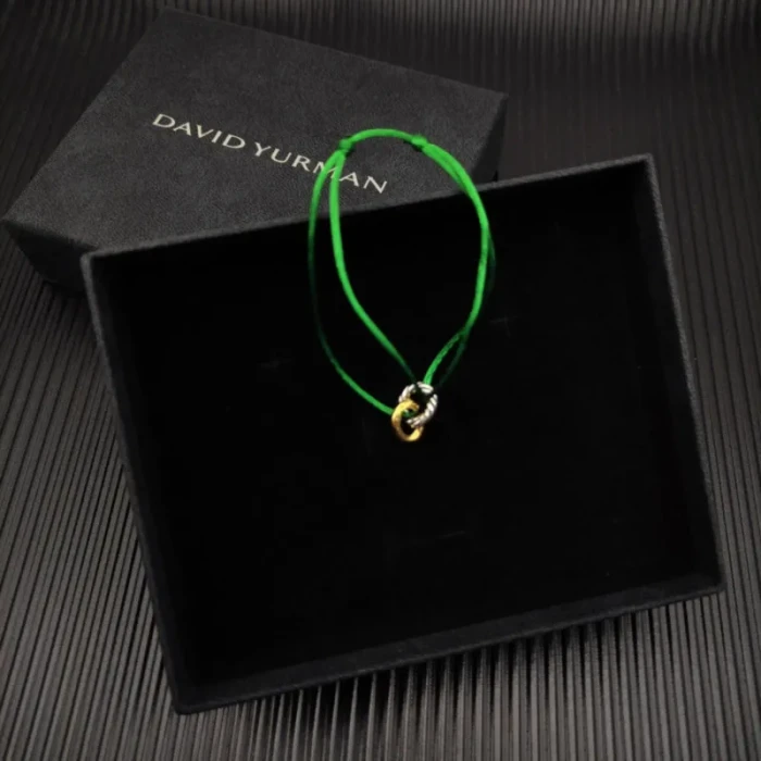 David Yurman Green Double Ring Nylon Cord Bracelet