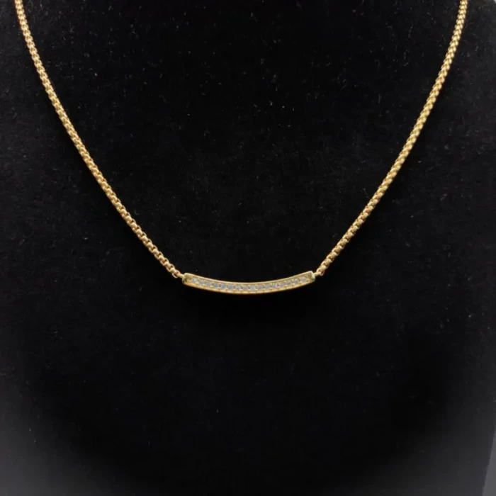 David Yurman 1.7mm Pavé Bar White Diamond Necklace