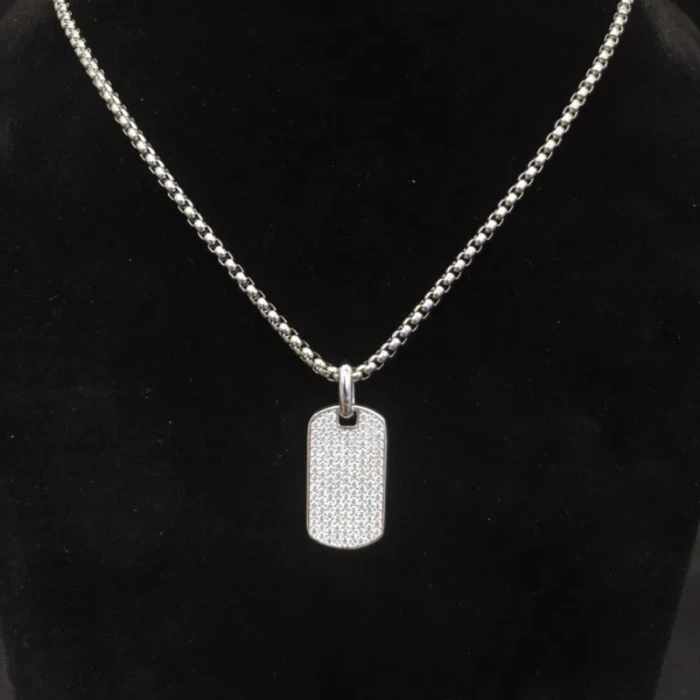 David Yurman Pavé White Diamond Tag Necklace