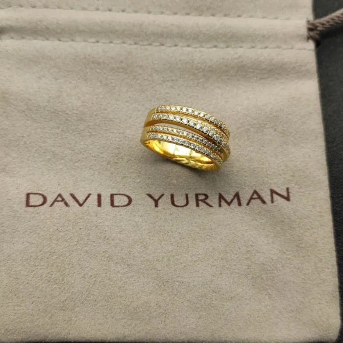 David Yurman Gold Pavé Diamond Interlocking Ring