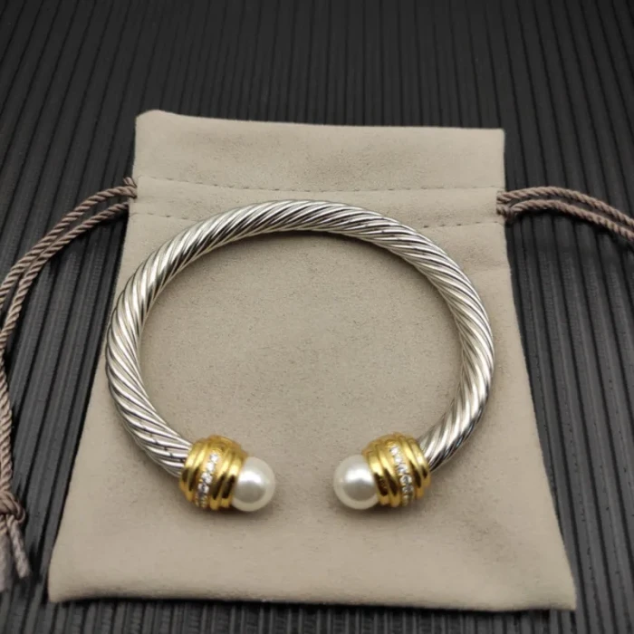 David Yurman 7mm Gold Pearl Head Gemstone Bracelet, Fits Wrist Sizes 16–20cm