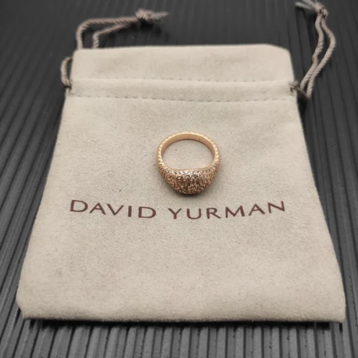 David Yurman 10mm Rose Gold Pavé Champagne Diamond “New York Light” Ring