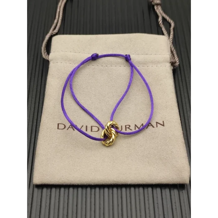 David Yurman Purple Double Ring Gold Nylon Cord Bracelet