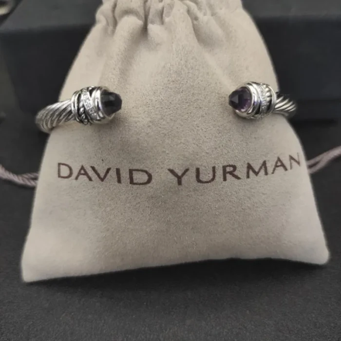 David Yurman 5mm Cable Classics Rotating Purple Diamond Cuff Bracelet