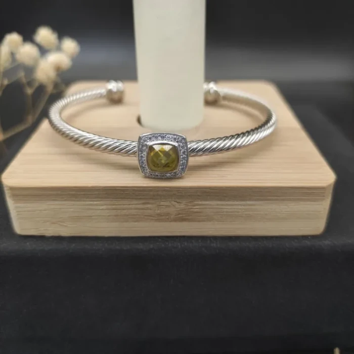David Yurman 4mm Square Pavé Cable Bracelet with Yellow Diamonds