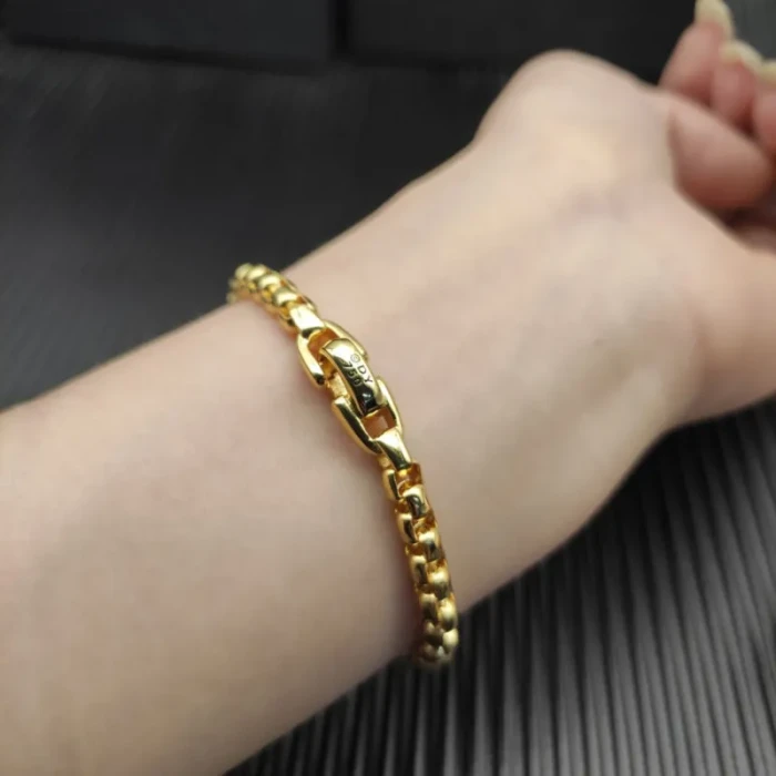 David Yurman Gold 5mm Box Chain Cross Bracelet