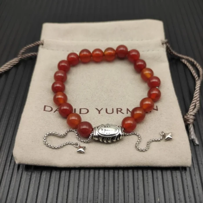 David Yurman 8mm Stretch Red Agate Bracelet