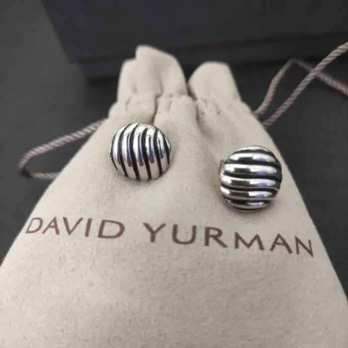 David Yurman Silver 14mm Cable Spiral Stud Earrings