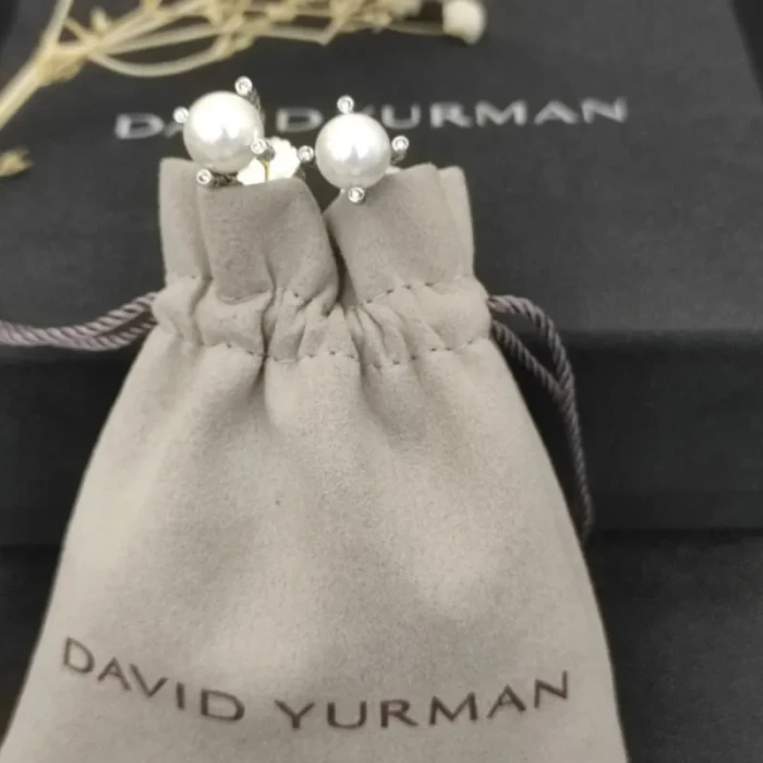 David Yurman Sterling Silver Four-Prong Pearl Stud Earrings
