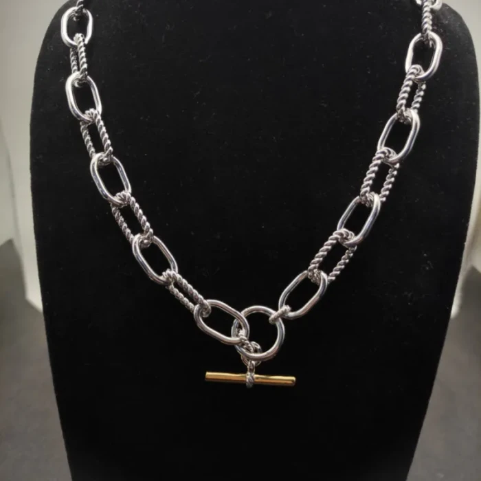 David Yurman 11mm Gold and Silver Twisted Cable Necklace, 48cm