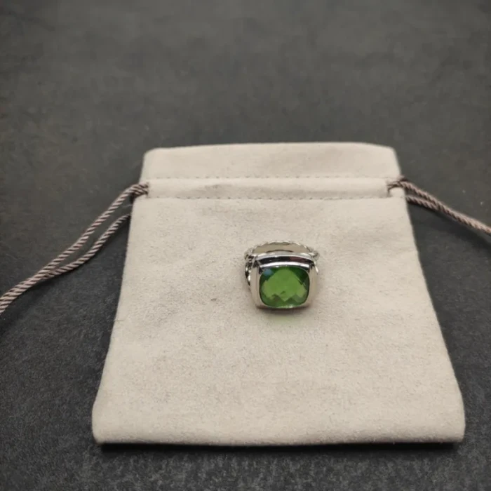 David Yurman 14mm Square Green Diamond Ring