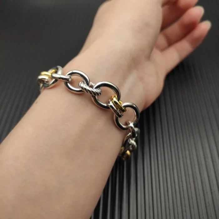 David Yurman 8mm Gold and Silver Mercer Multi-Ring Bracelet