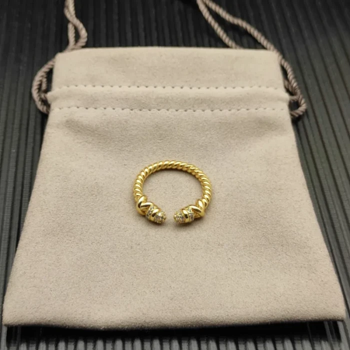 David Yurman Gold Pavé Cable Wrap Ring
