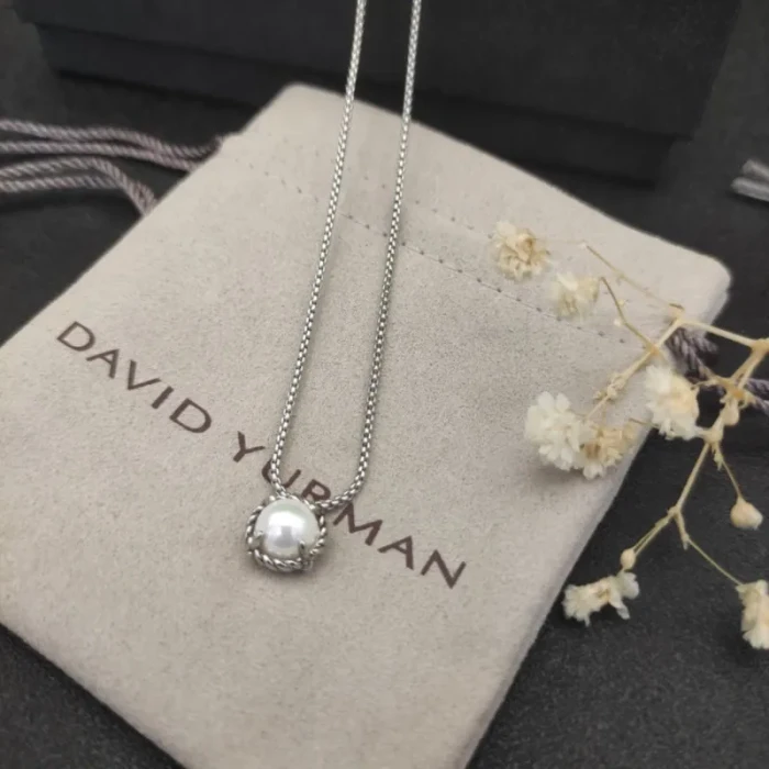 David Yurman 8mm Pearl Four-Prong Necklace 1.5mm Chain