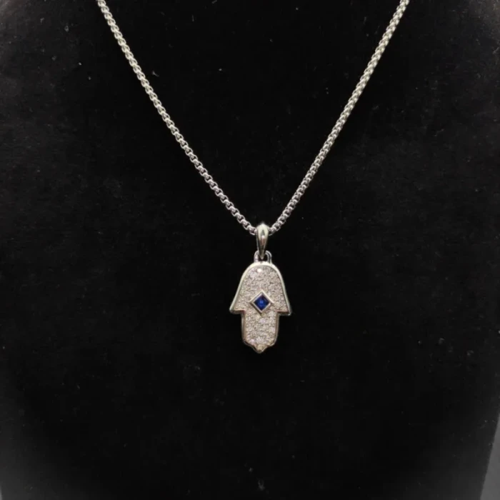 David Yurman White Gold-Tone Minions Blue Diamond Necklace
