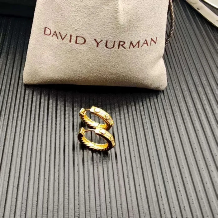 David Yurman Gold White Diamond Renaissance Cable Earrings