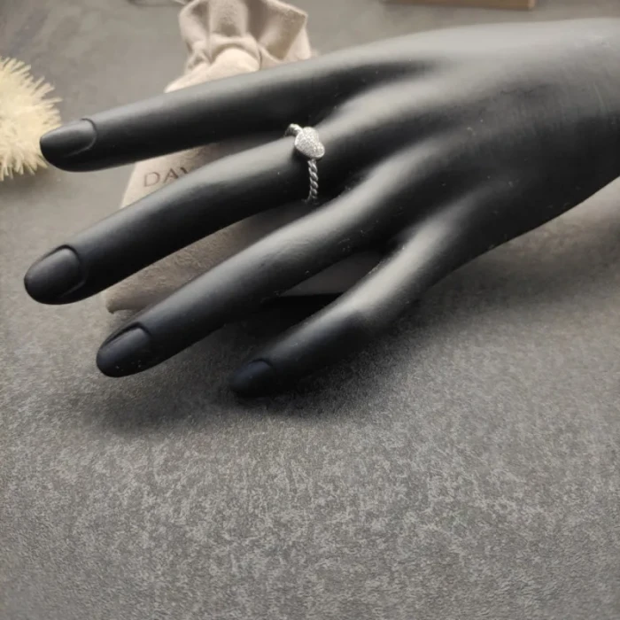 David Yurman Silver Pavé Diamond Heart Ring