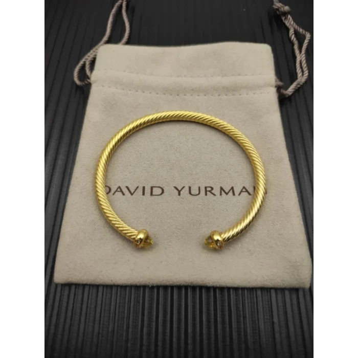 David Yurman 4mm Gold Yellow Diamond Bangle Bracelet
