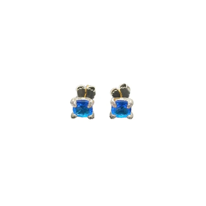 David Yurman 8mm Four-Prong Blue Diamond Stud Earrings